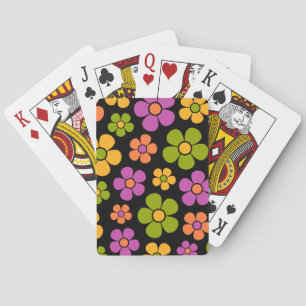 Reto 1960s Style Mid Mod Floral Pattern Playing Cards