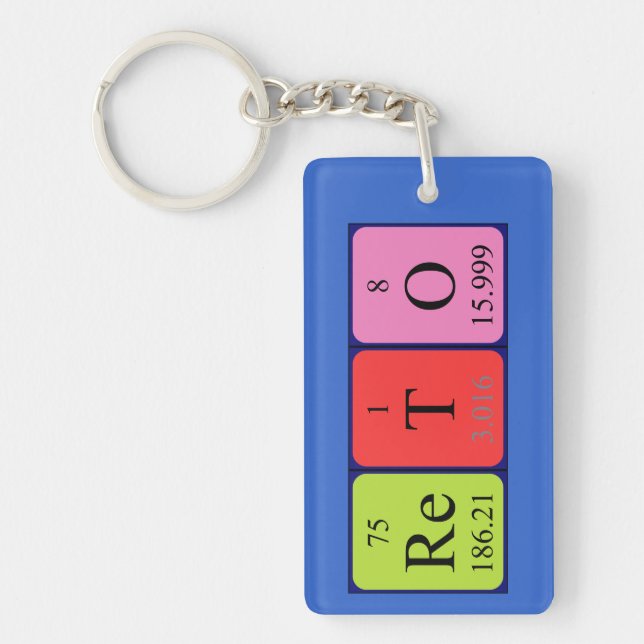 Reto periodic table name keyring (Front)