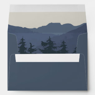 Retreat to the Mountains Blue Wedding Invitation Envelope