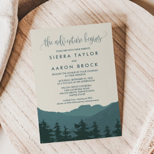 Retreat to the Mountains   Green Adventure Wedding Invitation