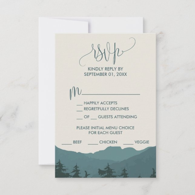 Retreat to the Mountains | Green Menu Choice RSVP (Front)