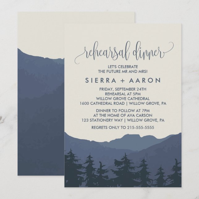 Retreat to the Mountains Rehearsal Dinner Invitation (Front/Back)