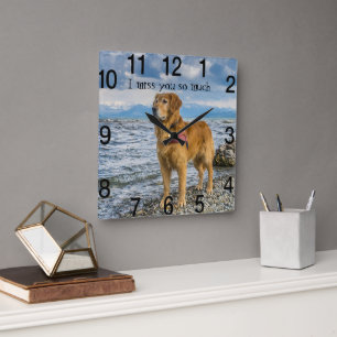 Retriever at the beach miss you  square wall clock