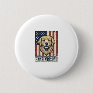 Retriever Dad Vintage Dog Flag Shirt Design_1 6 Cm Round Badge