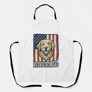 Retriever Dad Vintage Dog Flag Shirt Design_1 Apron