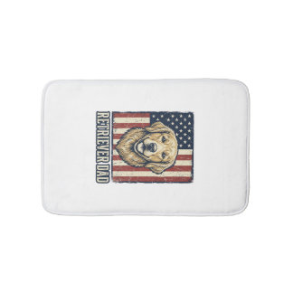 Retriever Dad Vintage Dog Flag Shirt Design_1 Bath Mat