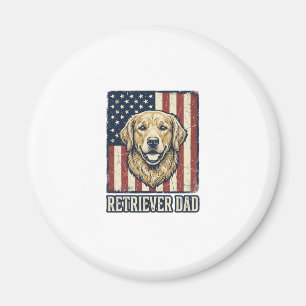 Retriever Dad Vintage Dog Flag Shirt Design_1 Magnet