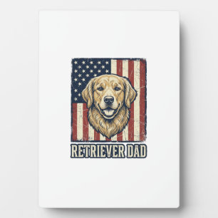 Retriever Dad Vintage Dog Flag Shirt Design_1 Plaque