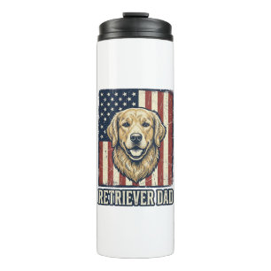 Retriever Dad Vintage Dog Flag Shirt Design_1 Thermal Tumbler