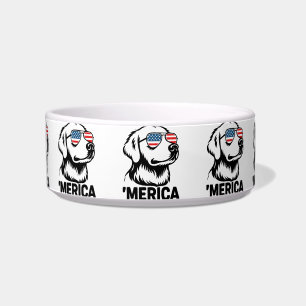 Retriever Dog 4th Of July Merica Bowl