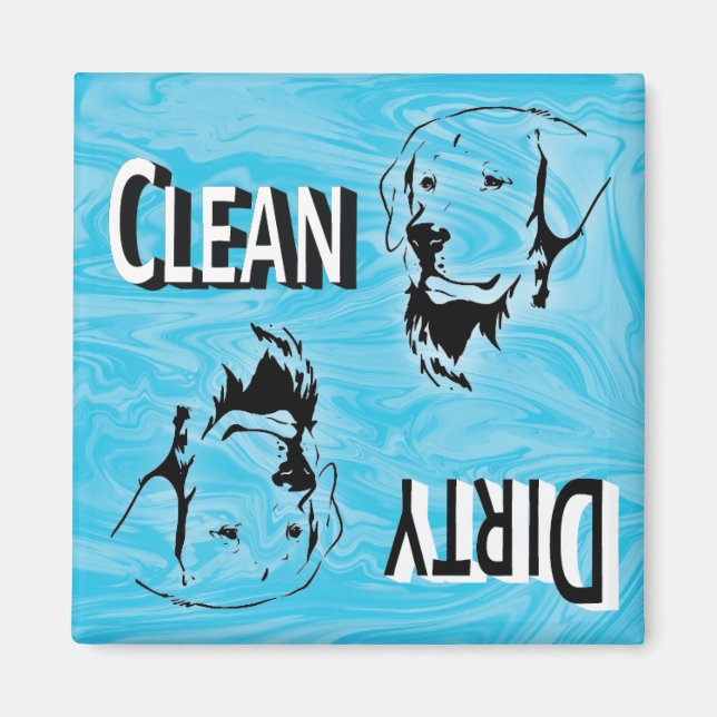 Retriever Dog Clean Dirty Dishwasher Reversible Magnet (Front)