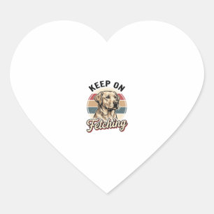 Retriever Dog Shirt Vintage Keep On Fetching Graph Heart Sticker