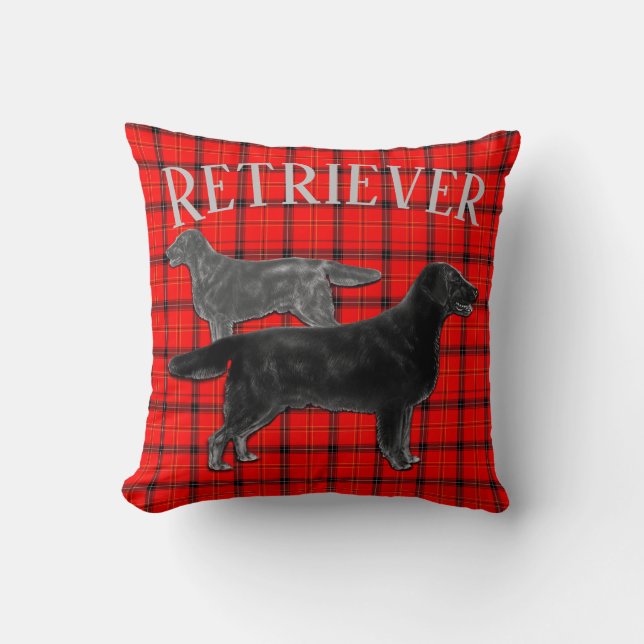 Retriever Dogs On Plaid Cushion (Front)