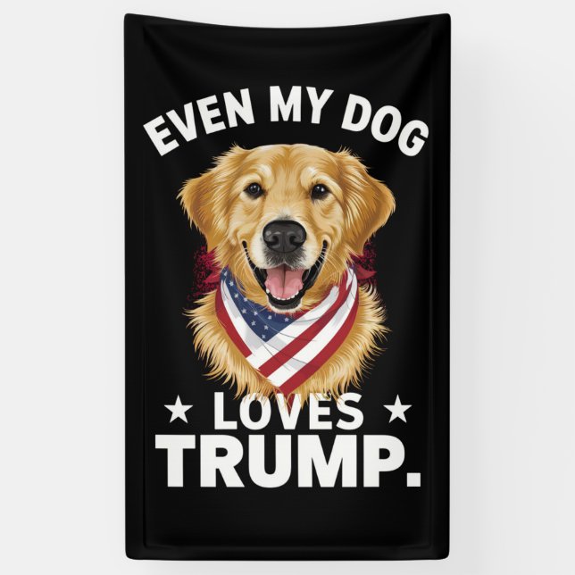 Retriever Even My Dog Loves Trump USA Flag Banner (Vertical)