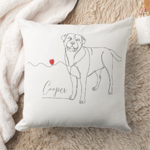 Retriever Pet Line Art with Name Cushion