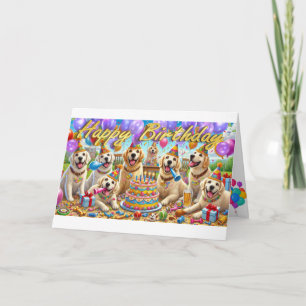 Retrievers Celebrating a Birthday Card