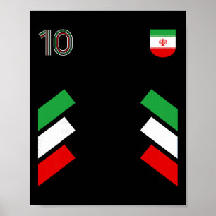 Retro10 Iran Footbyll Iran Soccer Iran Flag Poster