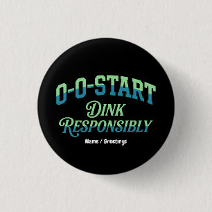 Retro 0-0-Start Court Aesthetic Minimal Pickleball 3 Cm Round Badge