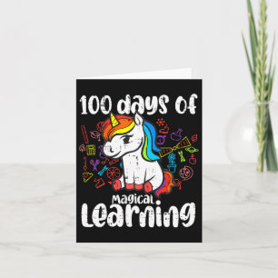 Retro 100 Days Of Magical Learning Unicorn Girls 1 Card