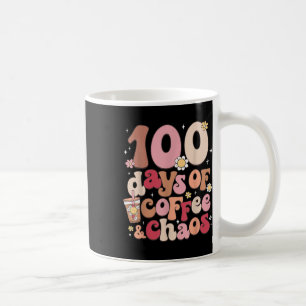 Retro 100 Days Of School Coffee And Chaos Teacher  Mug