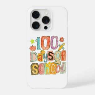 Retro 100 Days Of School Colourful Crayon Kids iPhone 15 Pro Case