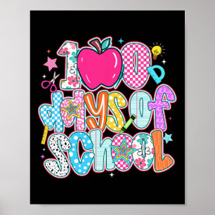 Retro 100 Days Of School Coquette Happy 100th Day Poster