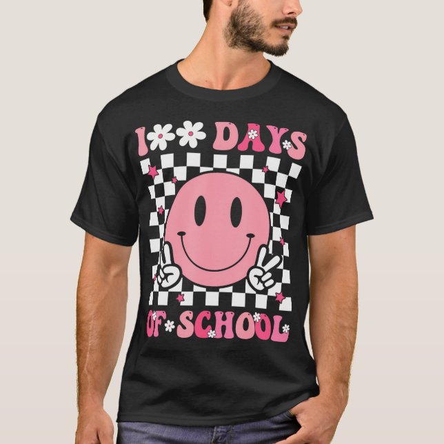 Retro 100 Days Of School Kids Teachers 100Th Day F T-Shirt (Front)