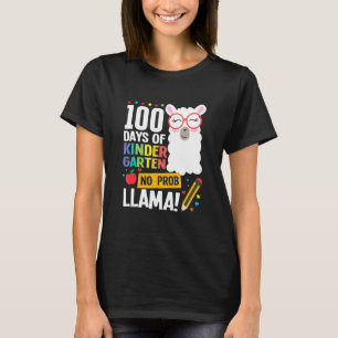 Retro 100 Days Of School Kindergarten Llama Girl B T-Shirt