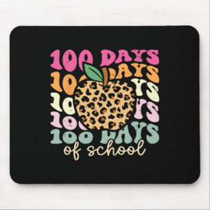 Retro 100 Days Of School Leopard Teacher 100th Day Mouse Pad