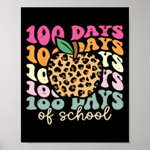 Retro 100 Days Of School Leopard Teacher 100th Day Poster