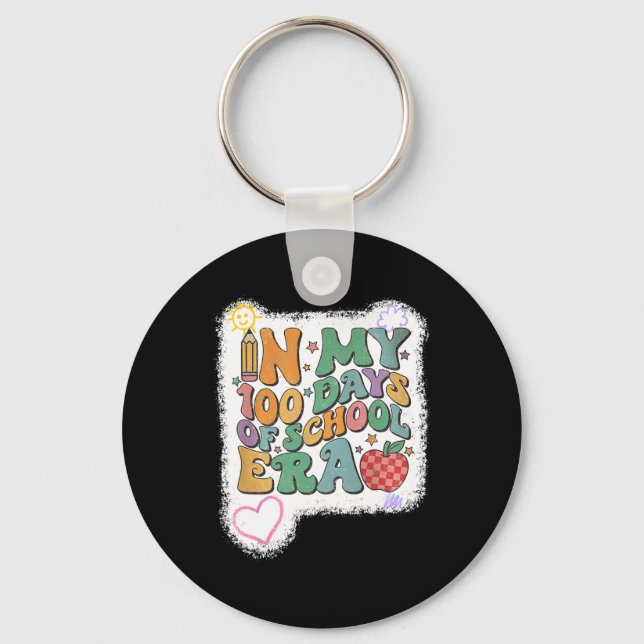 Retro 100 Days Of School Shirt  Key Ring (Front)