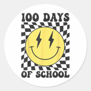 Retro 100 Days Of School Smile Face 100th Day Of S Classic Round Sticker