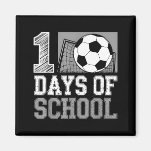 Retro 100 Days Of School Soccer Teacher Student 10 Magnet