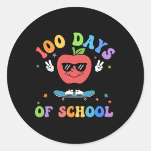 Retro 100 Days Of School Teacher Kids 100th Day Of Classic Round Sticker