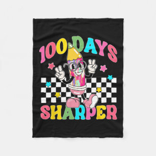 Retro 100 Days Sharper Little Pencil 100th Day Of  Fleece Blanket