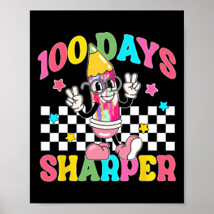 Retro 100 Days Sharper Little Pencil 100th Day Of Poster