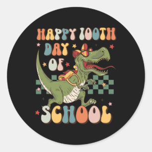 Retro 100th Day Of School 100 Days Of School Cute Classic Round Sticker