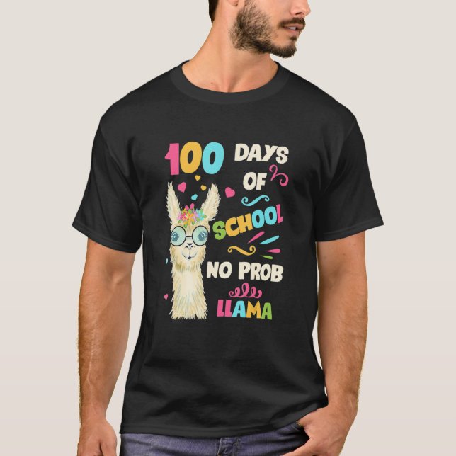 Retro 100th Day Of School No Prob Lama 100 Days Sm T-Shirt (Front)