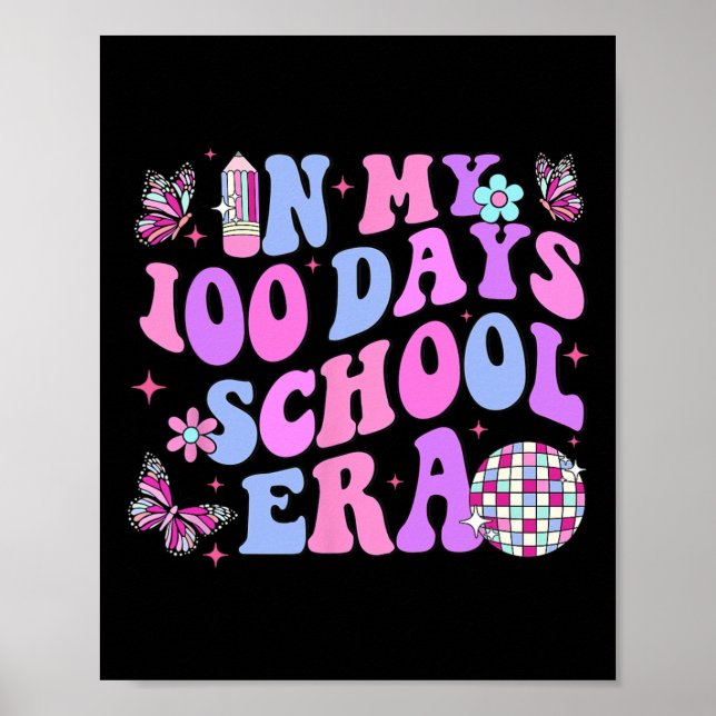 Retro 100th Day Of School Teacher Kid 100 Days Of  Poster (Front)