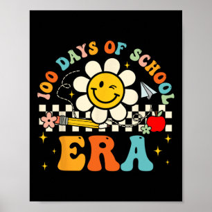 Retro 100th Day Of School Teacher Kid 100 Days Of  Poster