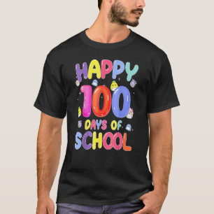 Retro 100th Day Of School Teachers Kids Child Happ T-Shirt