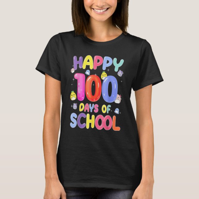 Retro 100th Day of School Teachers Kids Child Happ T-Shirt (Front)
