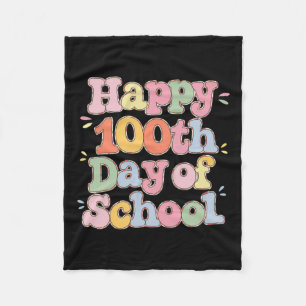 Retro 100th Day Of School Teachers Kids Cute Happy Fleece Blanket
