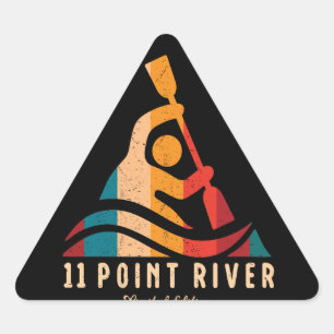 Retro 11 Point River Kayaking Triangle Sticker