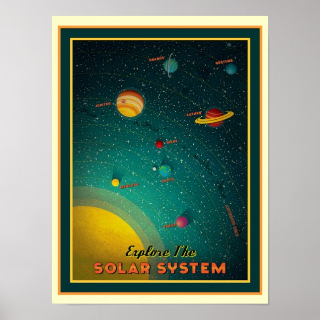 Retro 12 x 16 Solar System Poster (Front)