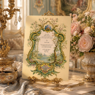 Retro 1738 Baroque Rococo Colour Cartouche Wedding Invitation