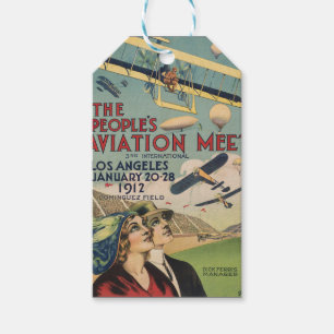 Retro 1912 Los Angeles Air Show Travel Art Gift Tags