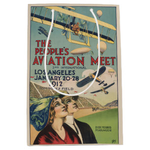 Retro 1912 Los Angeles Air Show Travel Art Medium Gift Bag