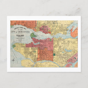 Retro 1914 Map City of Vancouver British Columbia Postcard