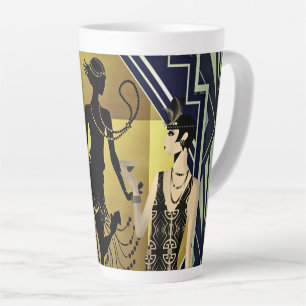 Retro 1920's Dancers Black Gold Latte Mug